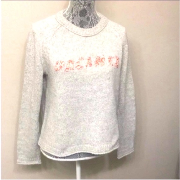 Madewell Women’s Crew Neck Cozy Gray Sweater with Pink Accents M - Picture 1 of 8